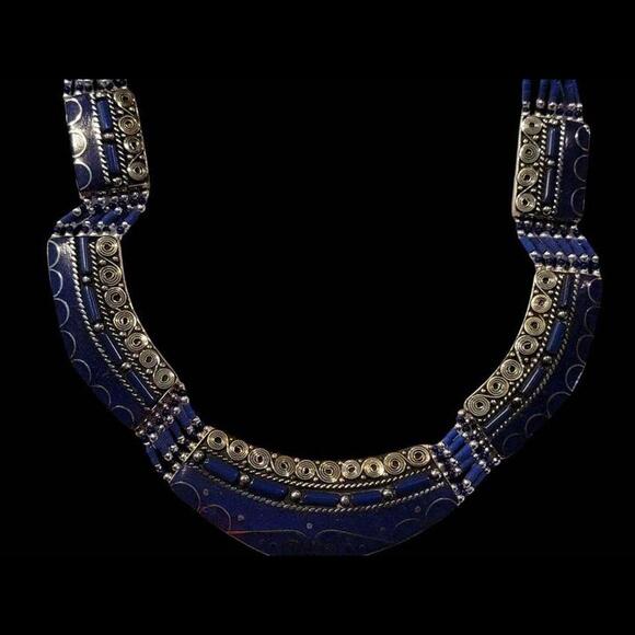 New Handmade Tibetan Necklace - Blue Lapis and Tibetan Silver - Picture 3 of 9
